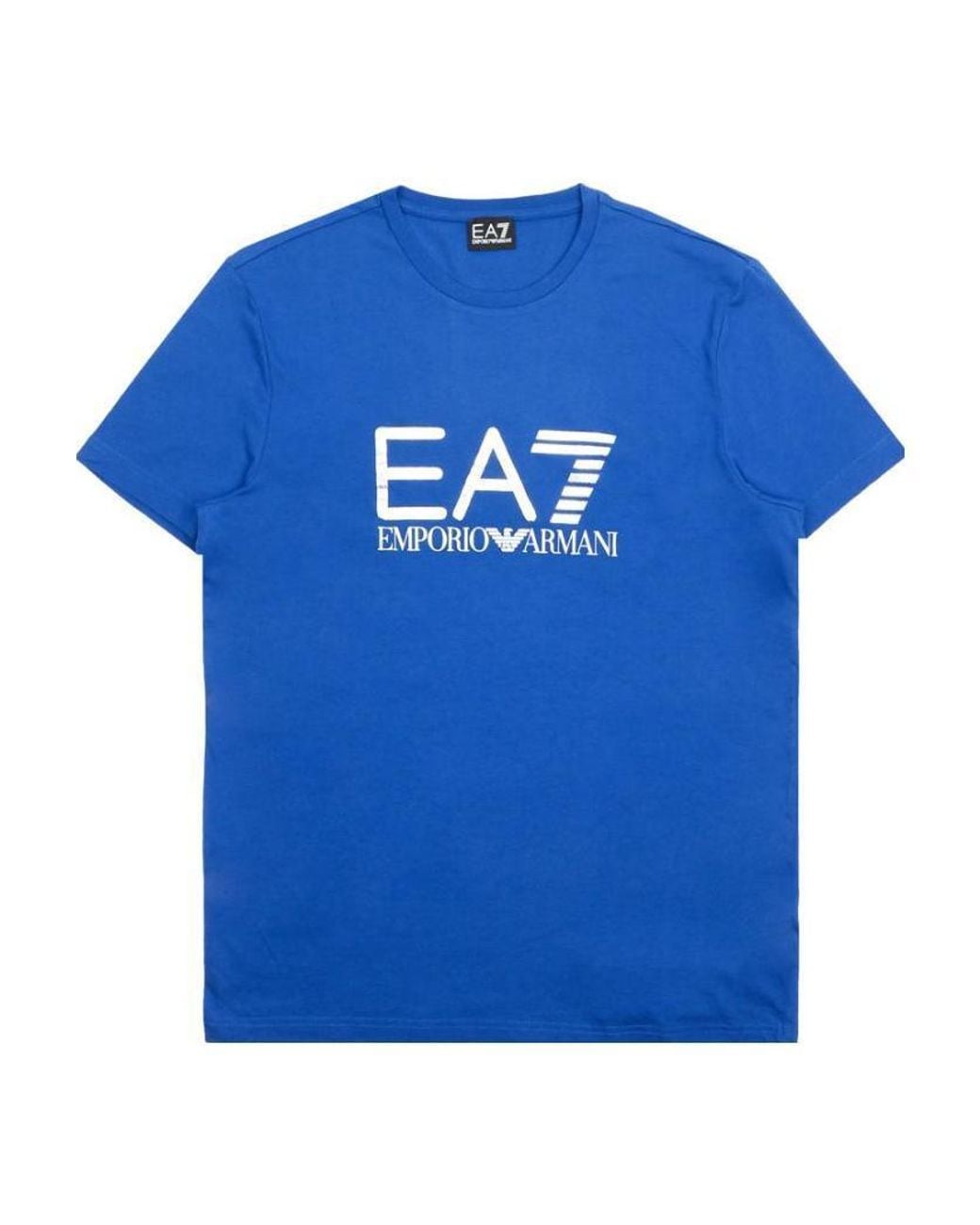 EA7 Blue Logo T-Shirt With Round Neck for men