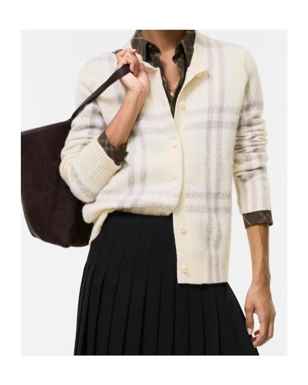 Burberry Natural Cashmere Check Cardigan