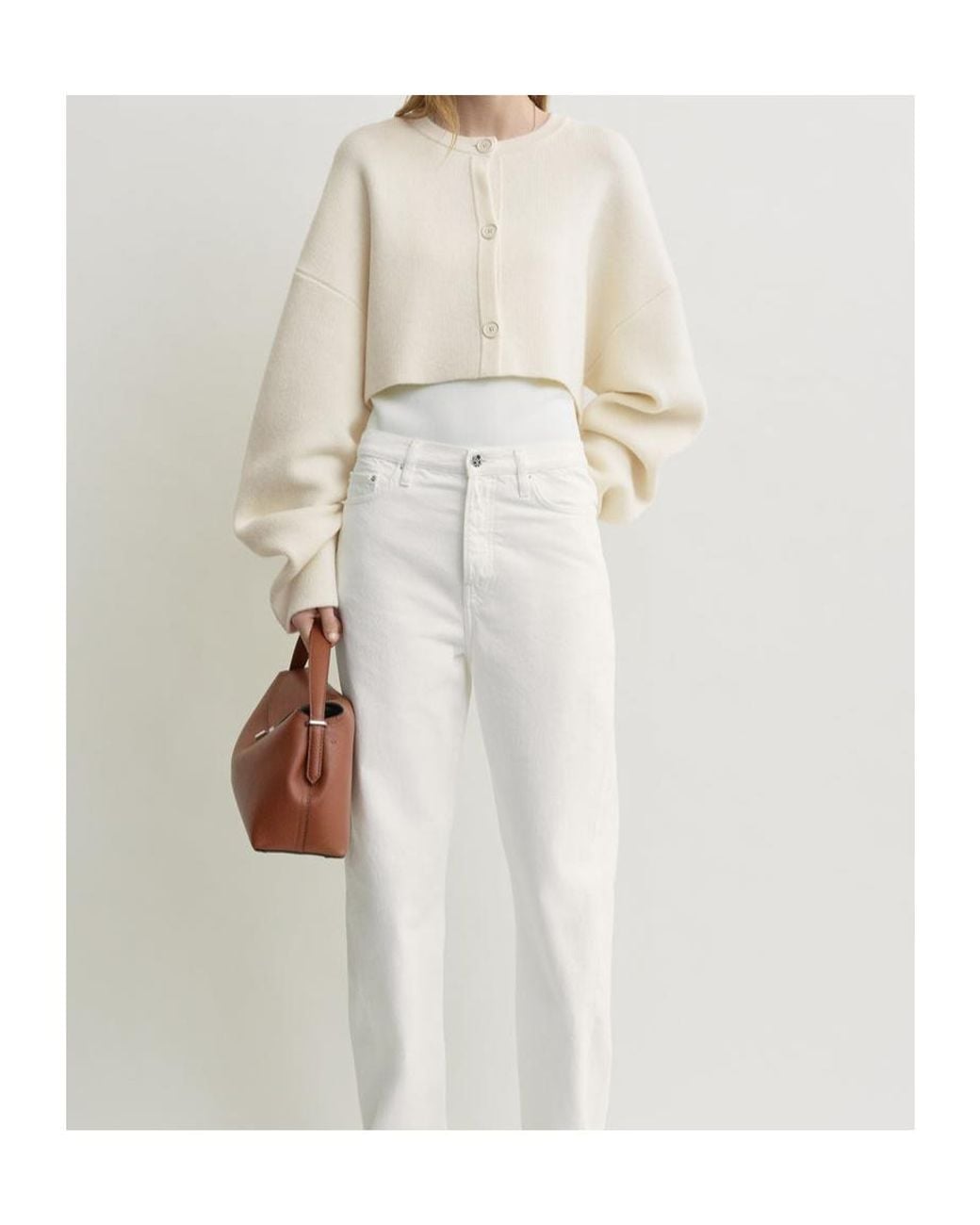 Totême Natural Totême Crewneck Cropped Cardigan
