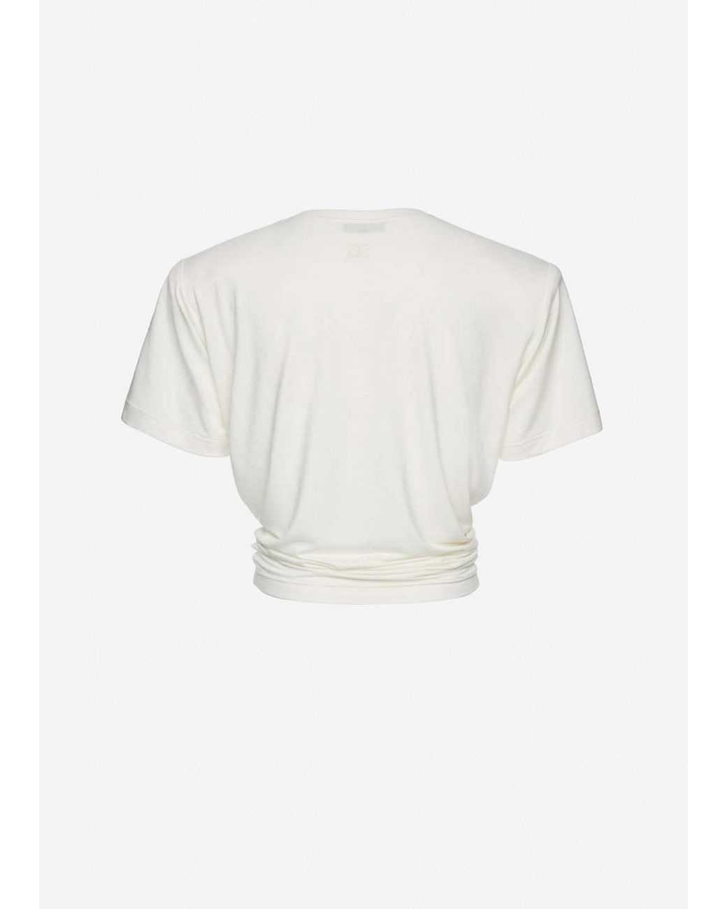 Magda Butrym White Ruched Knot Crop Top