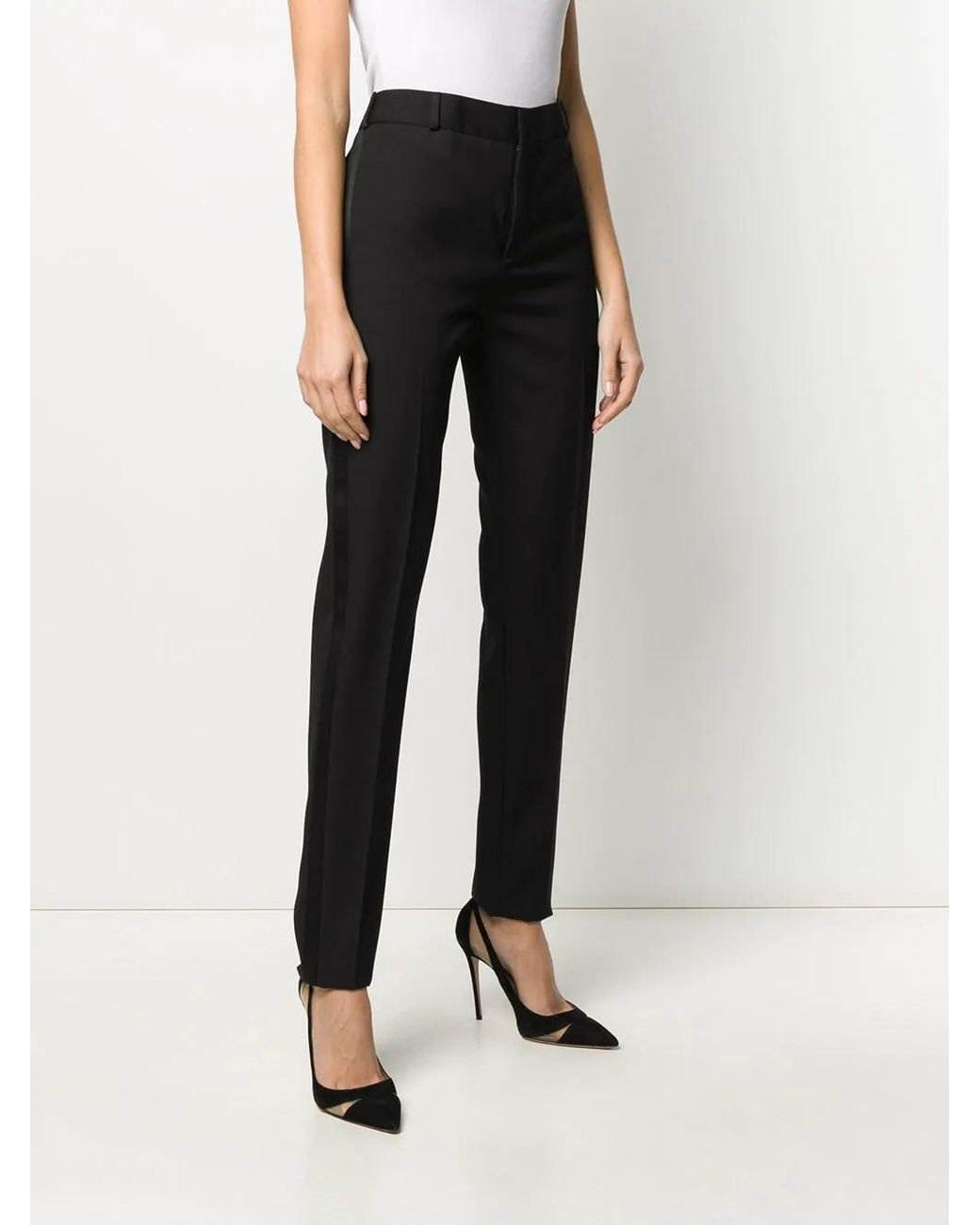 Saint Laurent Black Tuxedo Straight Leg Pants