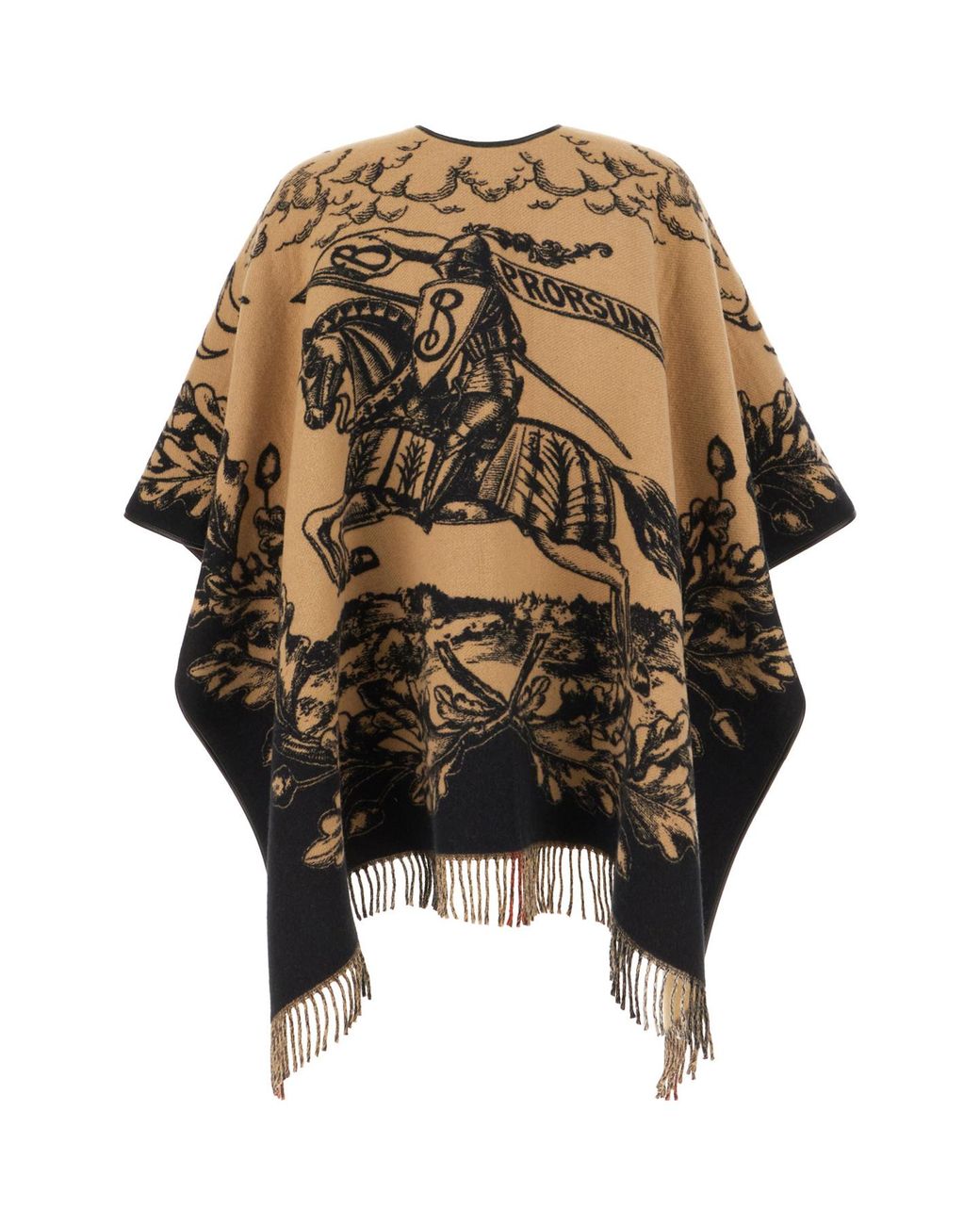 Burberry Multicolor Equestrian Knight Fringed-Edge Cape