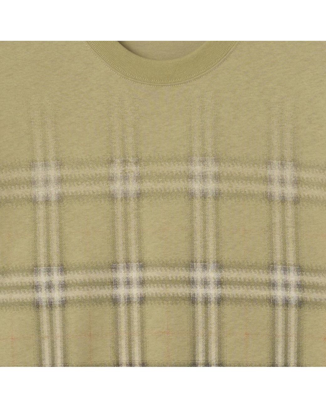Burberry Green Cotton Gradient Check T-Shirt for men