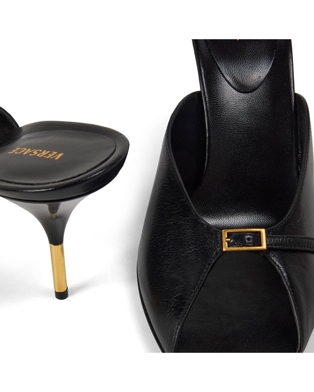 Versace Black Solid Color Heeled Mules