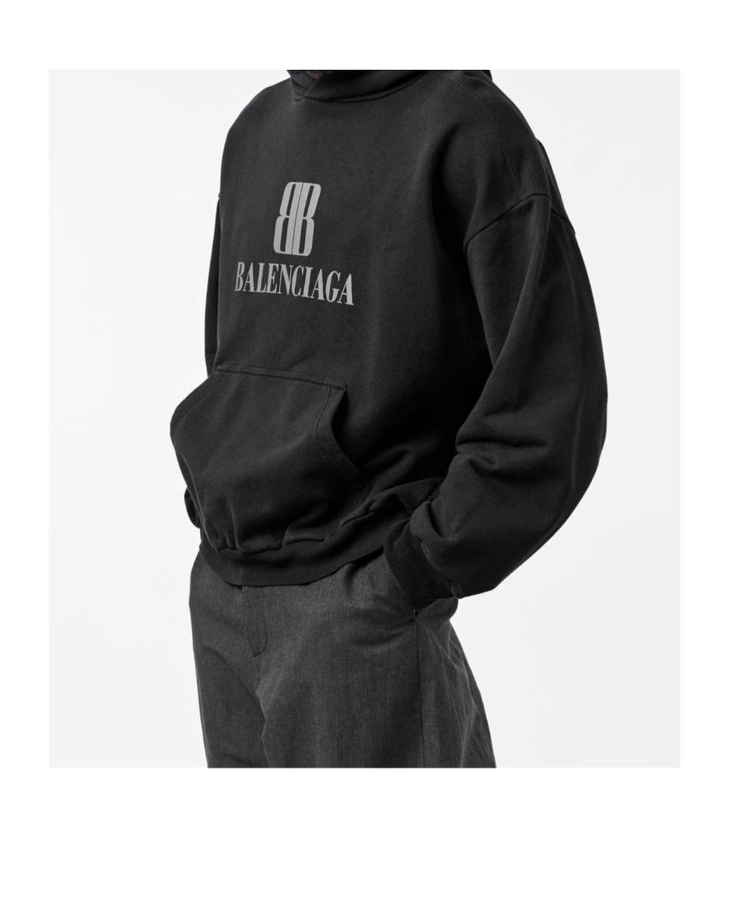 Balenciaga Black Logo Hoodie for men