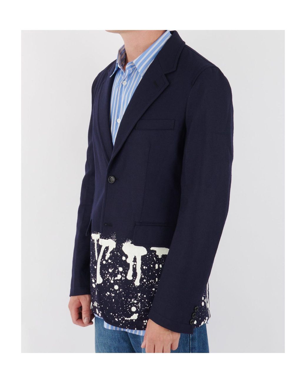 Comme des Garçons Blue Long-Sleeve Printed Jacket for men