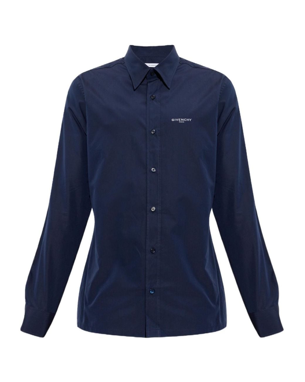 Givenchy Blue Embroidered Logo Shirt for men