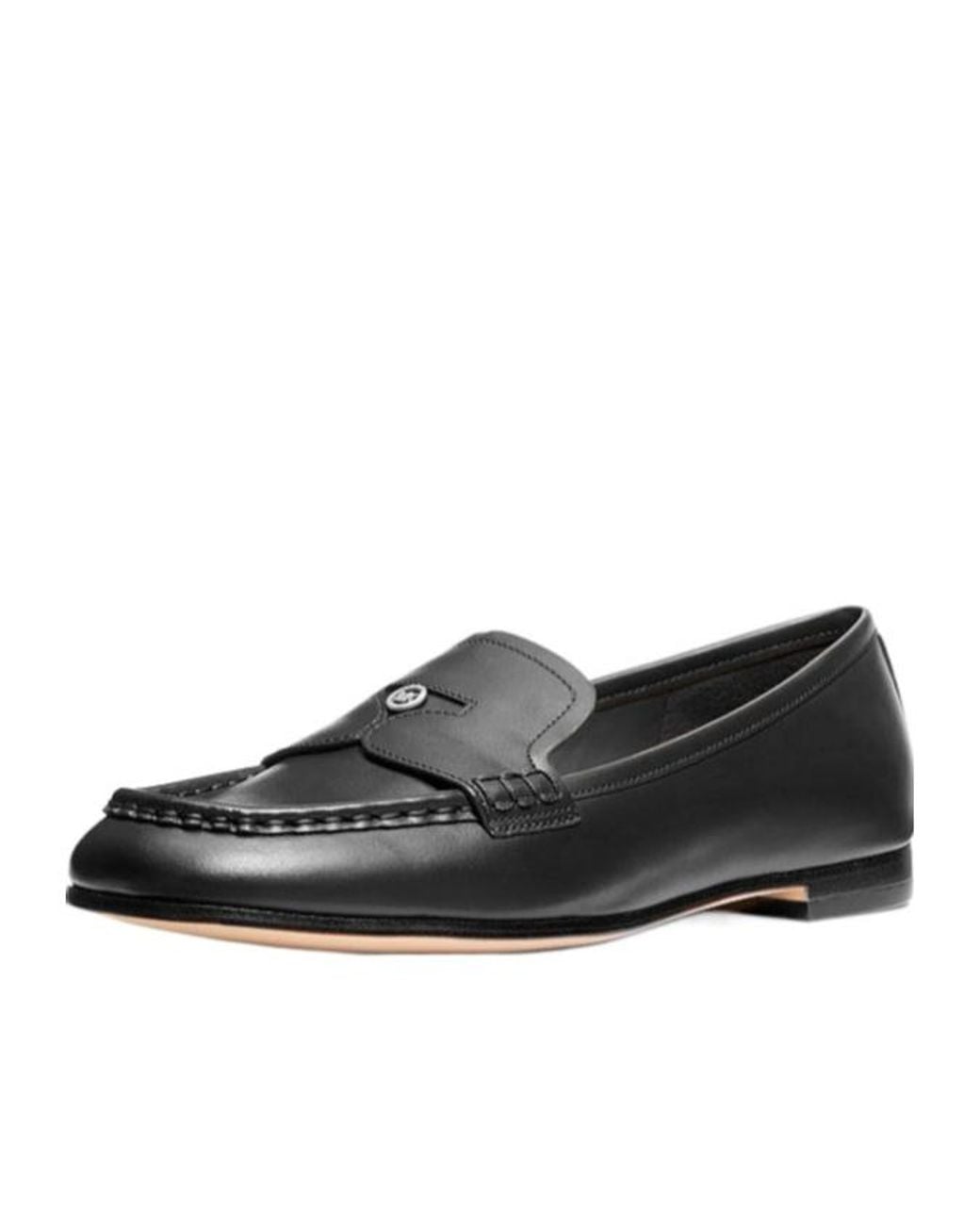 MICHAEL Michael Kors Black Jennings Logo-Plaque Leather Loafers