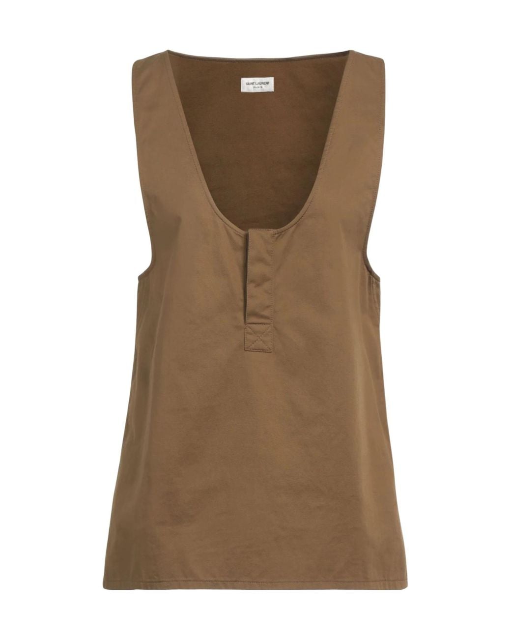 Saint Laurent Brown Solid Color Sleeveless Top