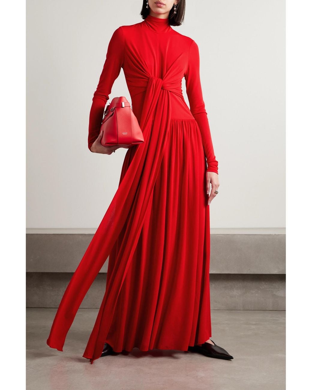 Proenza Schouler Red Wrap-Effect Jersey Maxi Dress