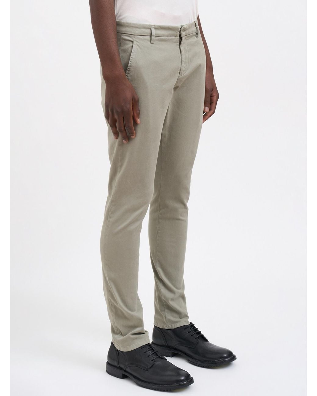Dondup Gray Tapered-Fit Casual Trousers With Zip Details for men