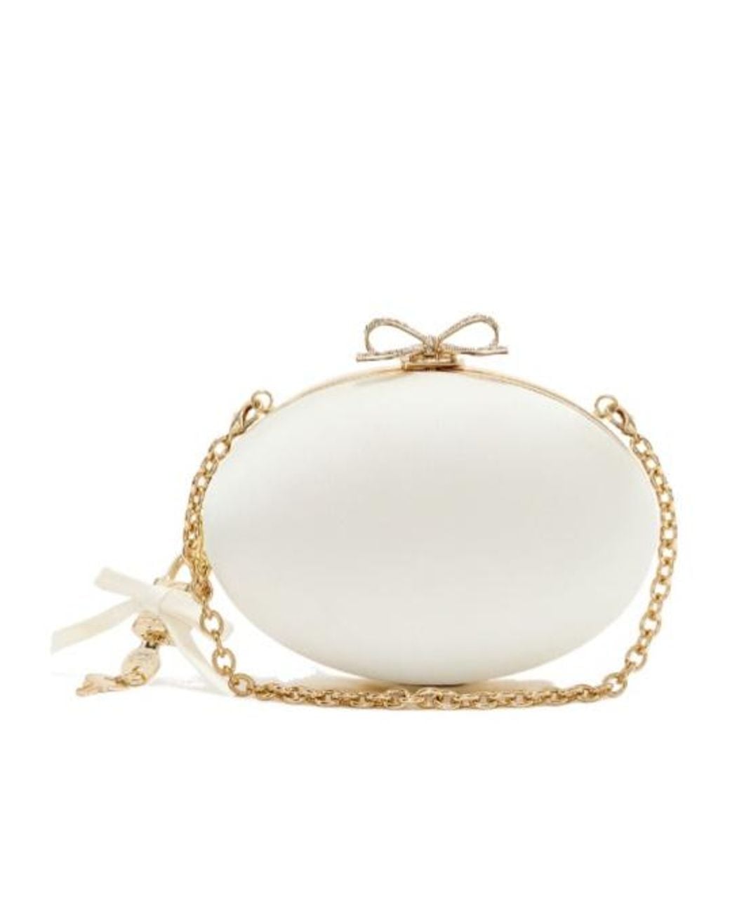 Self-Portrait White Oval Chain Clutch Bag