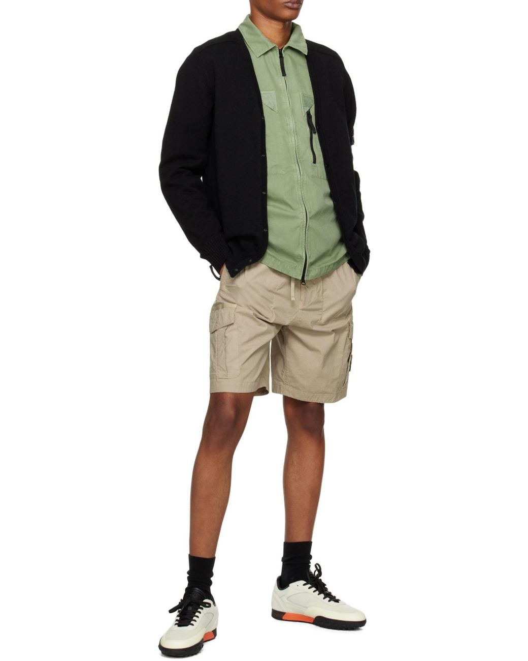 Stone Island Gray Compass Badge Bermuda Shorts for men