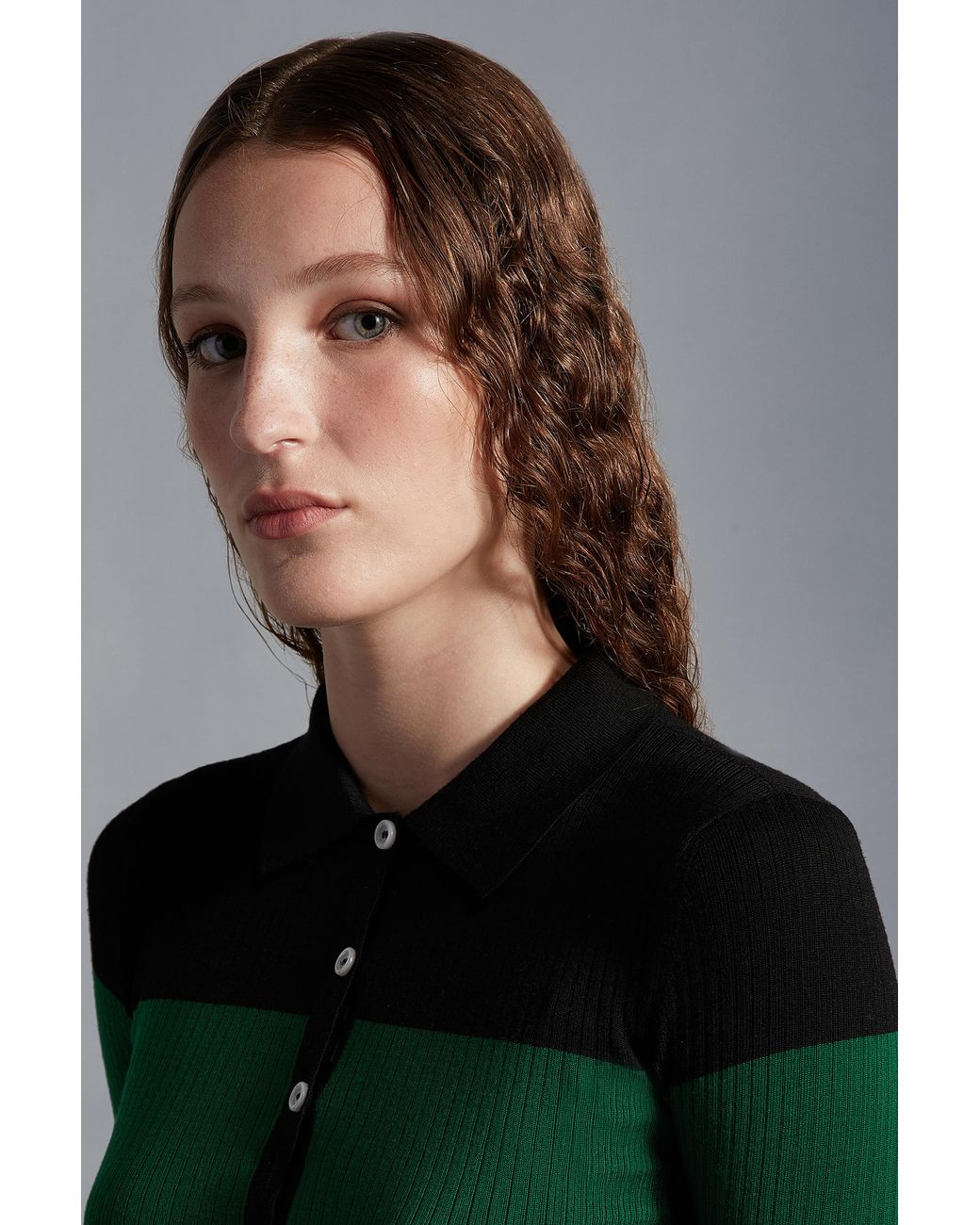 Moncler Green Wool Polo Shirt