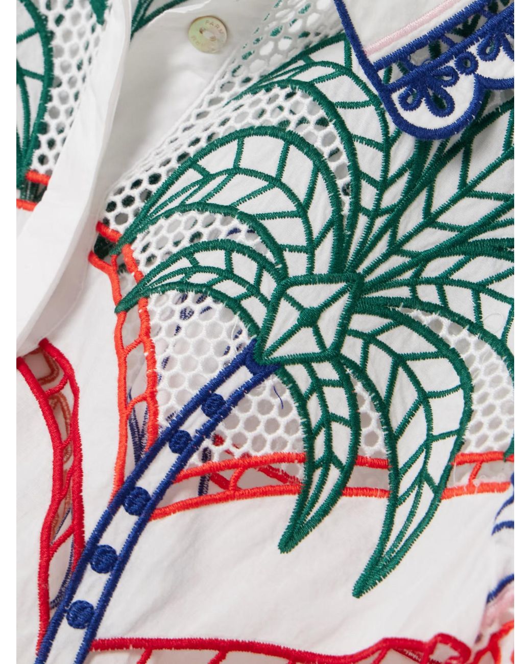 Farm Rio White Scalloped Embroidered Shirt