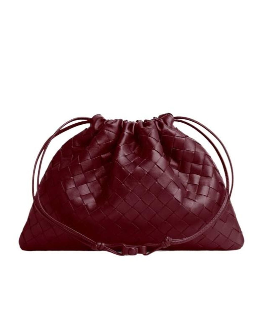 Bottega Veneta Red Intrecciato Drawstring Shoulder Bag
