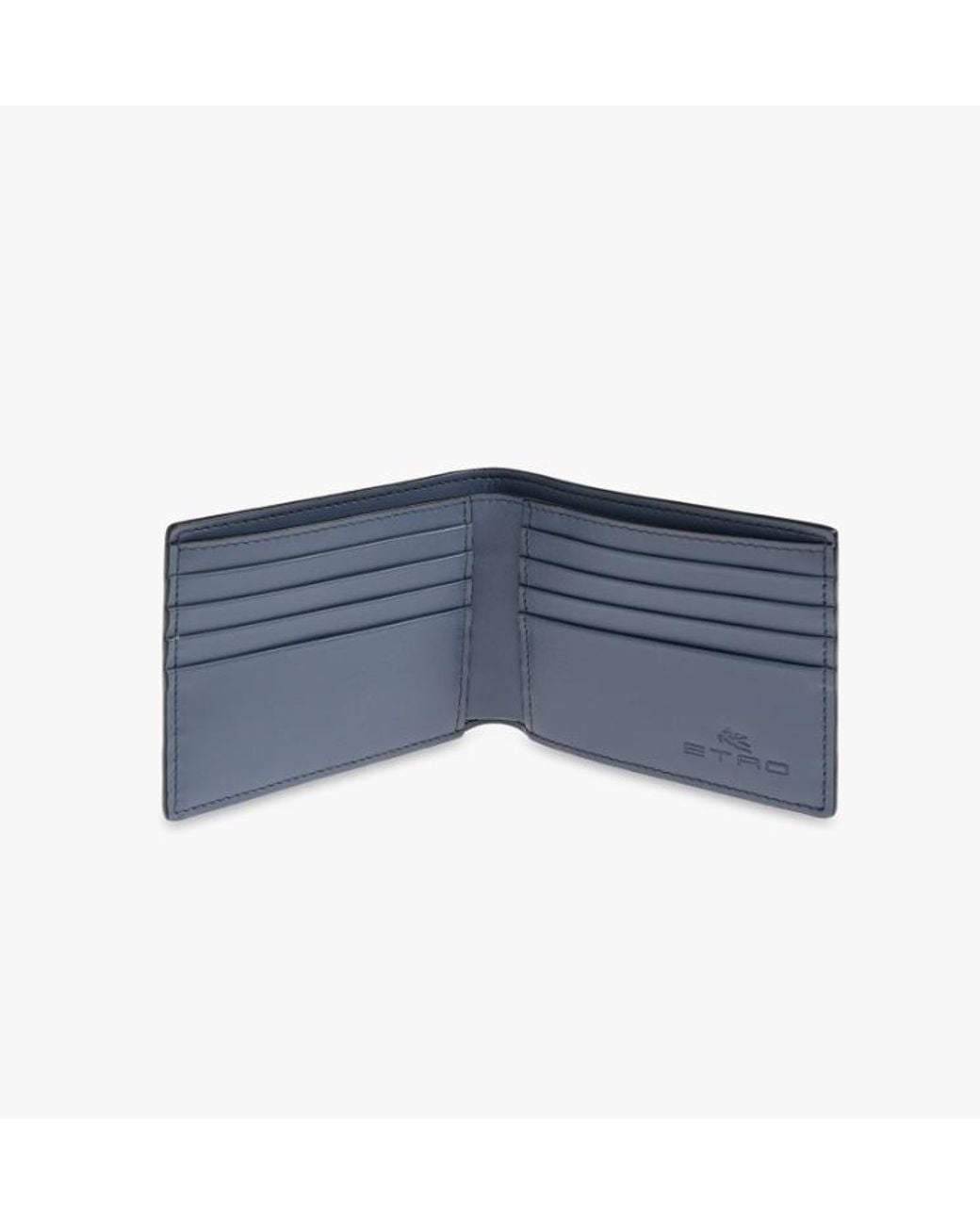 Etro Gray Paisley Trim Bifold Wallet for men