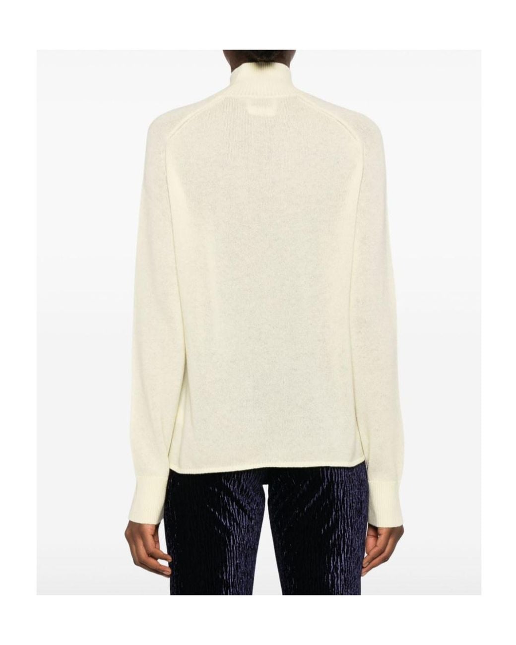 Forte_forte White High-Neck Fine-Knit Jumper