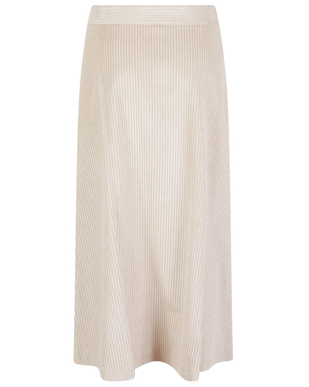 Peserico White Ribbed Knit Midi Wrap Skirt