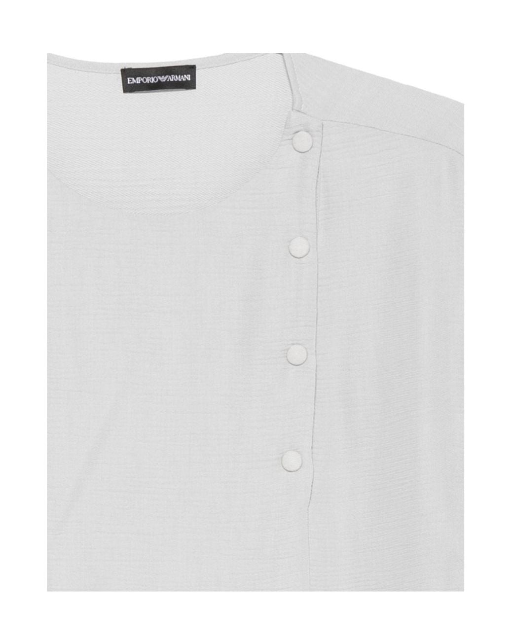 Emporio Armani White Textured Fabric Blouse With Bark Effect Signature Capsule