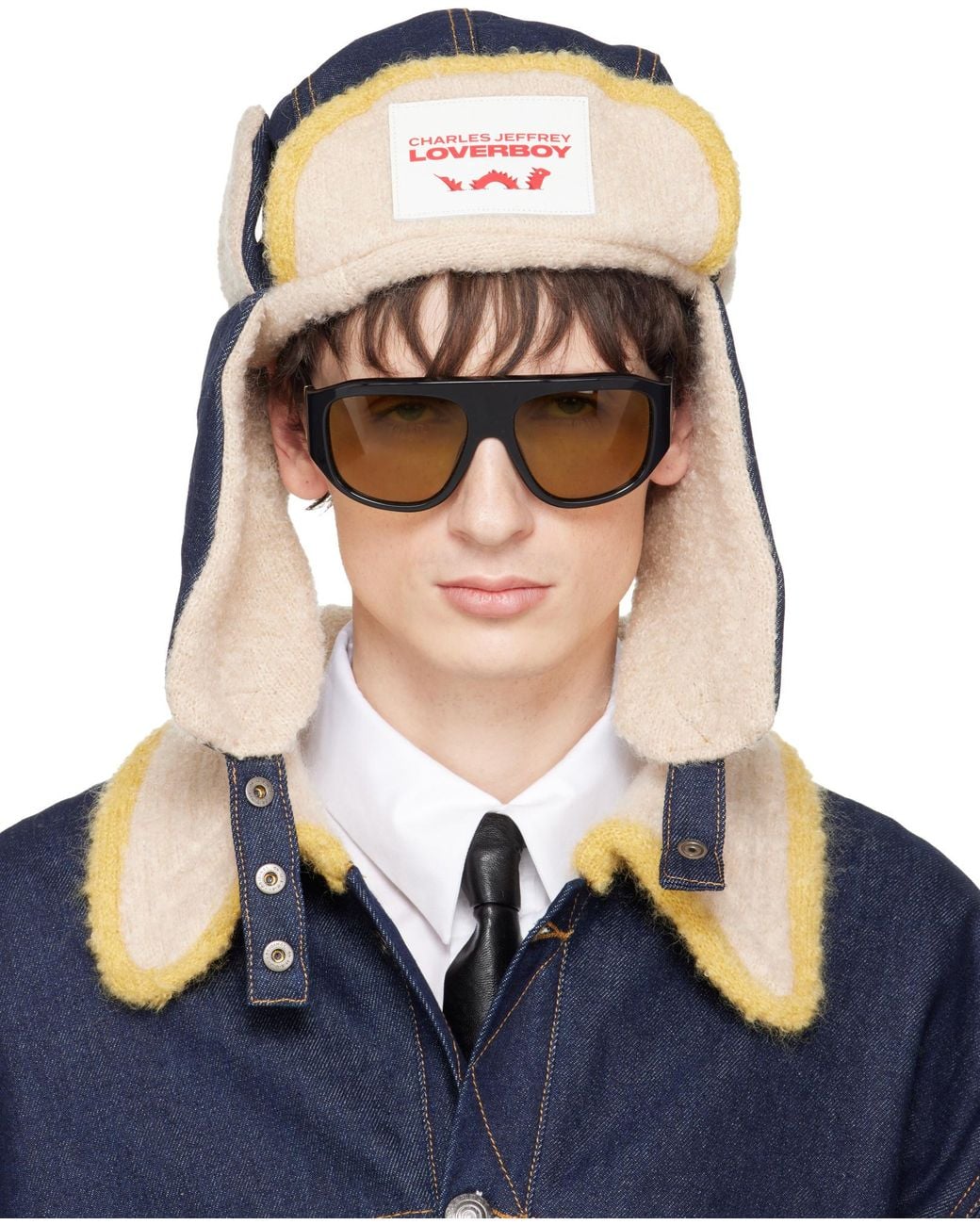 charlesjeffreyloverboy Blue Spliced Aviator Cap for men