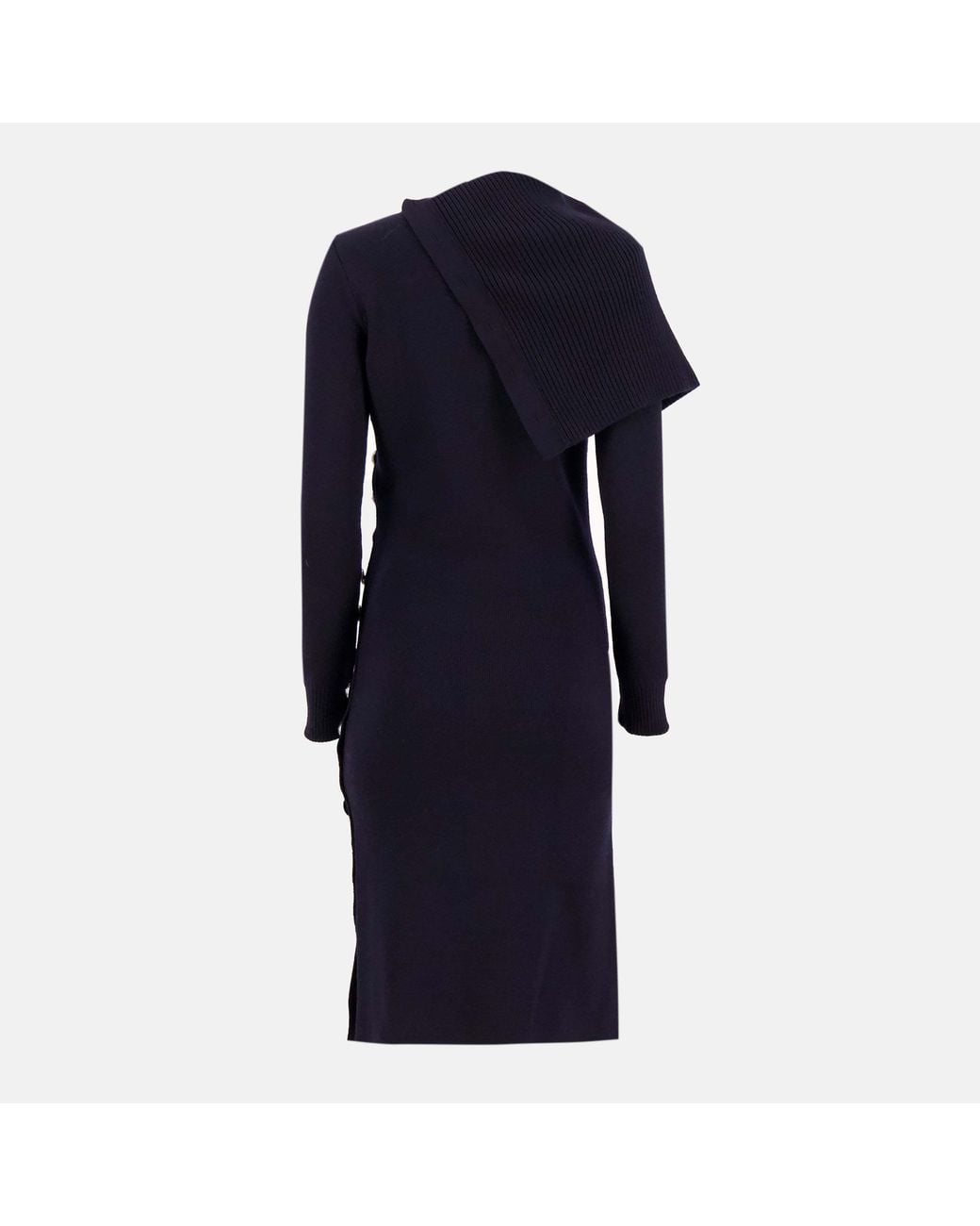 Rabanne Blue Button-Embellished Cowl-Neck Dress