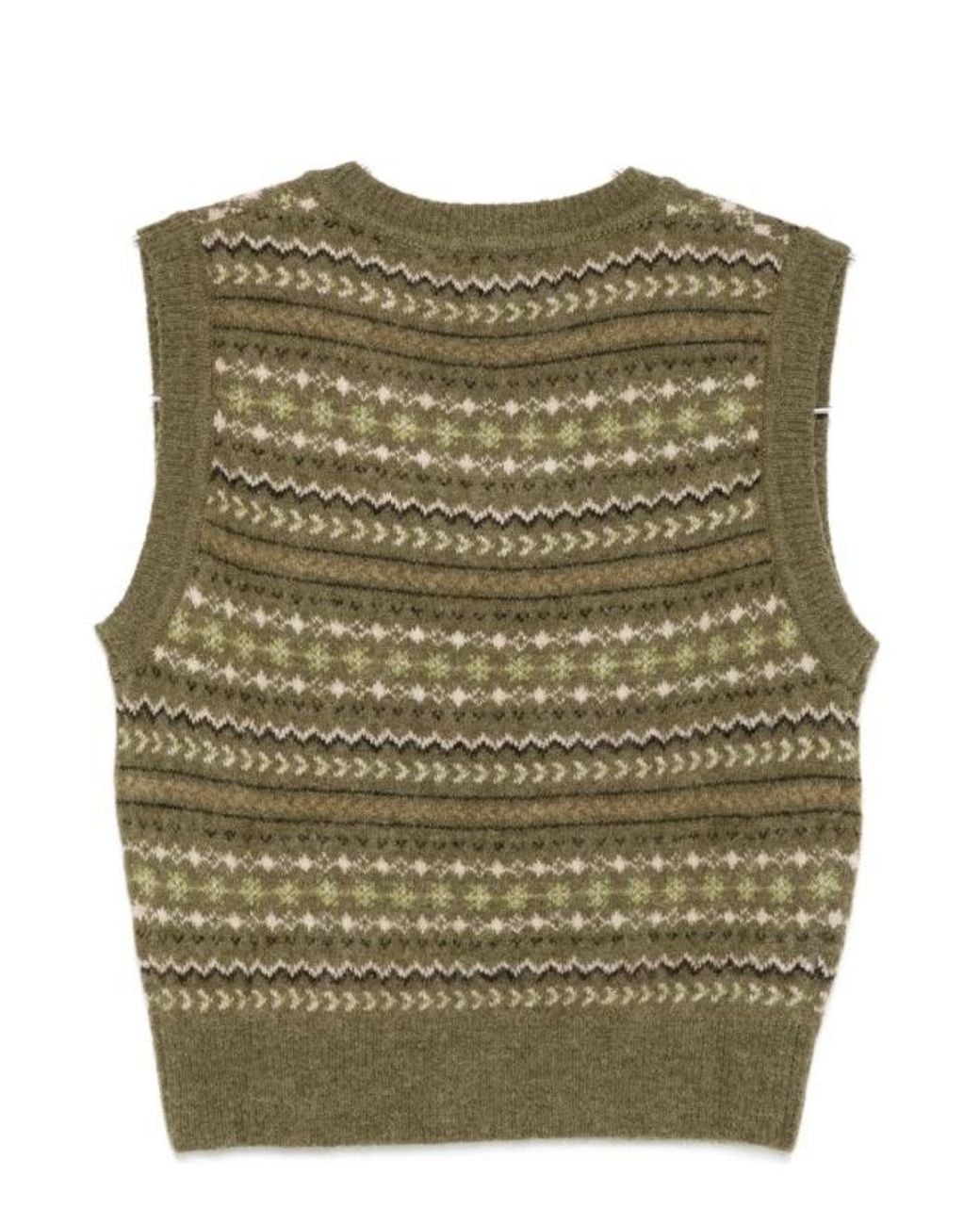DUNST Green V-Neck Sleeveless Sweater