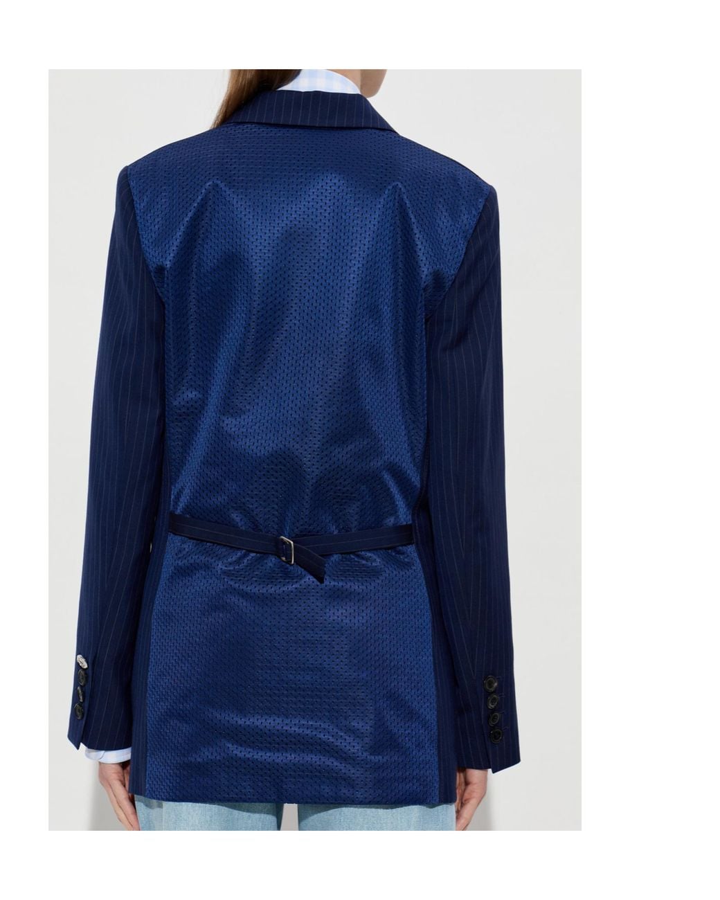 Moschino Blue Striped Single Breasted Blazer