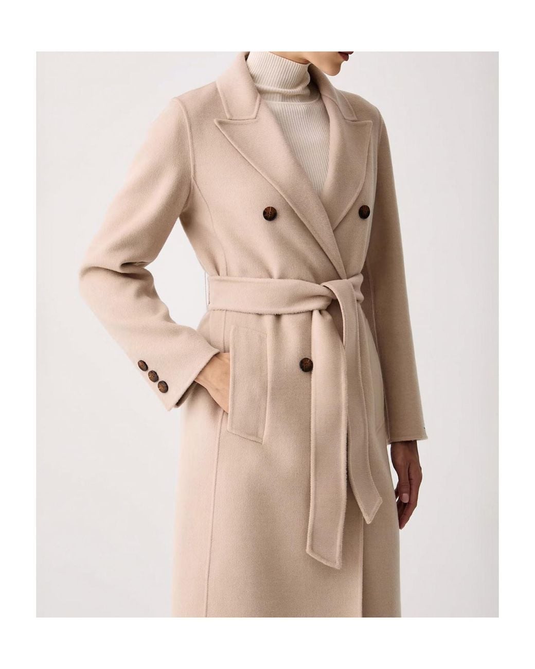 Marella Natural Laghi Double-Breasted Belted Coat
