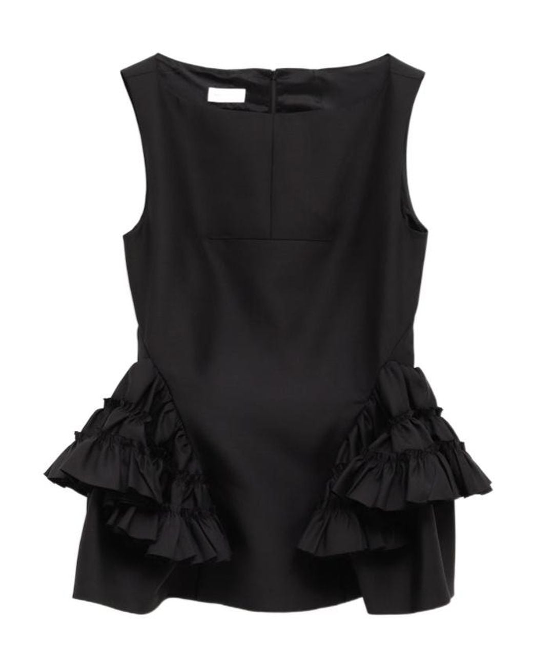 Dries Van Noten Black Sleeveless Ruffled Top