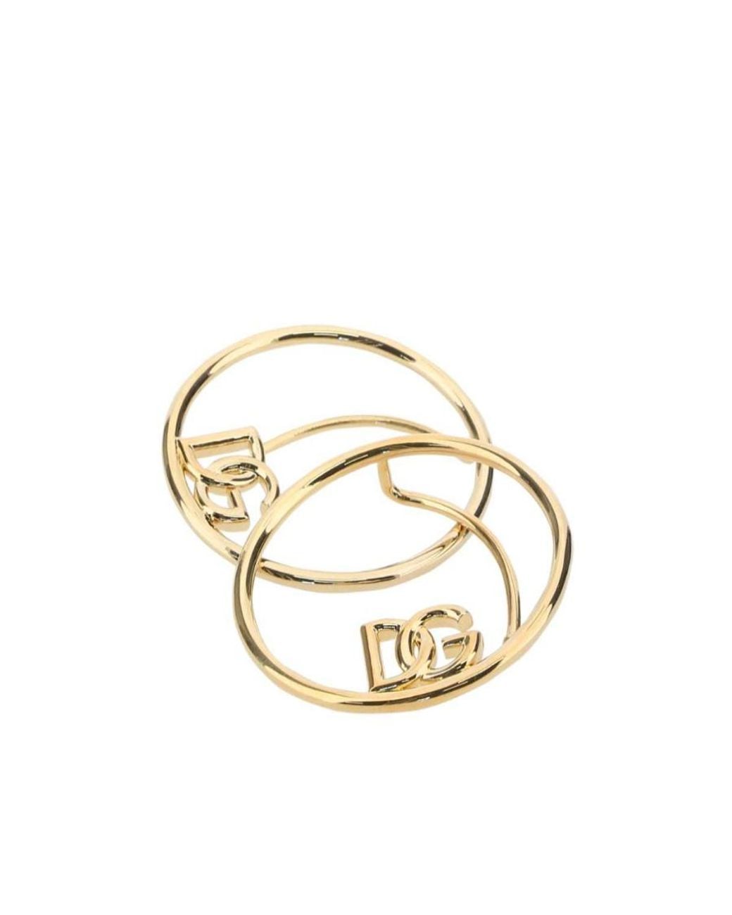 Dolce & Gabbana White Dg Logo Engraved Hoop Earrings