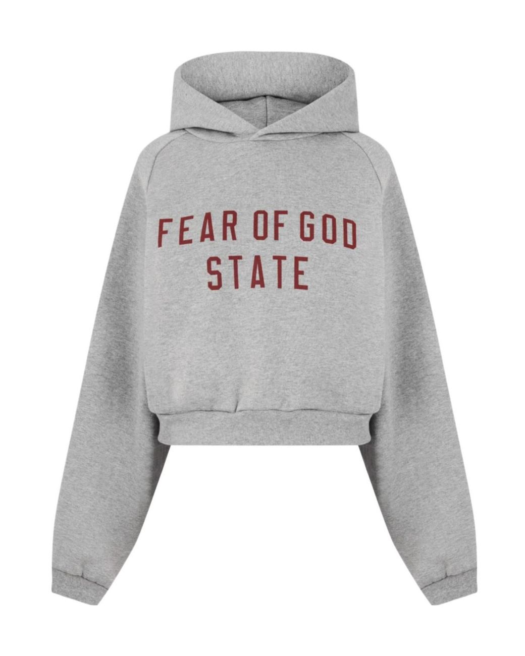 Fear Of God Gray Logo Hooded Sweatshirt