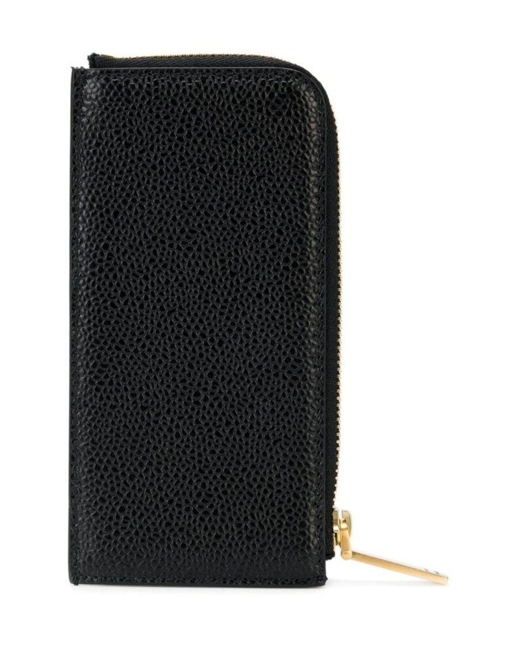 Thom Browne Black Pebbled Half-Zipped Around Wallet for men