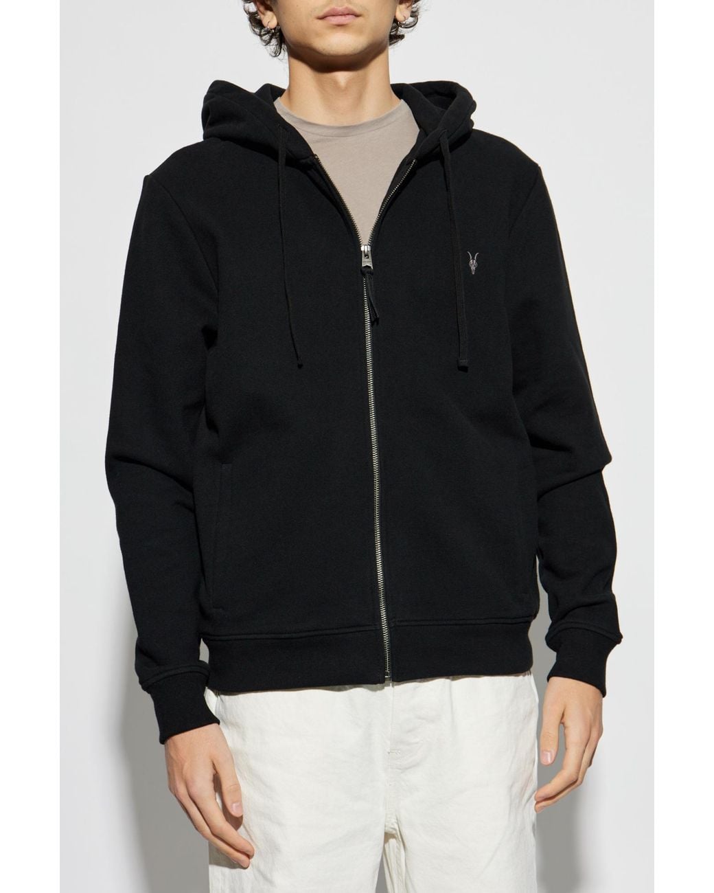 AllSaints Black Raven Zip-Up Hoodie for men