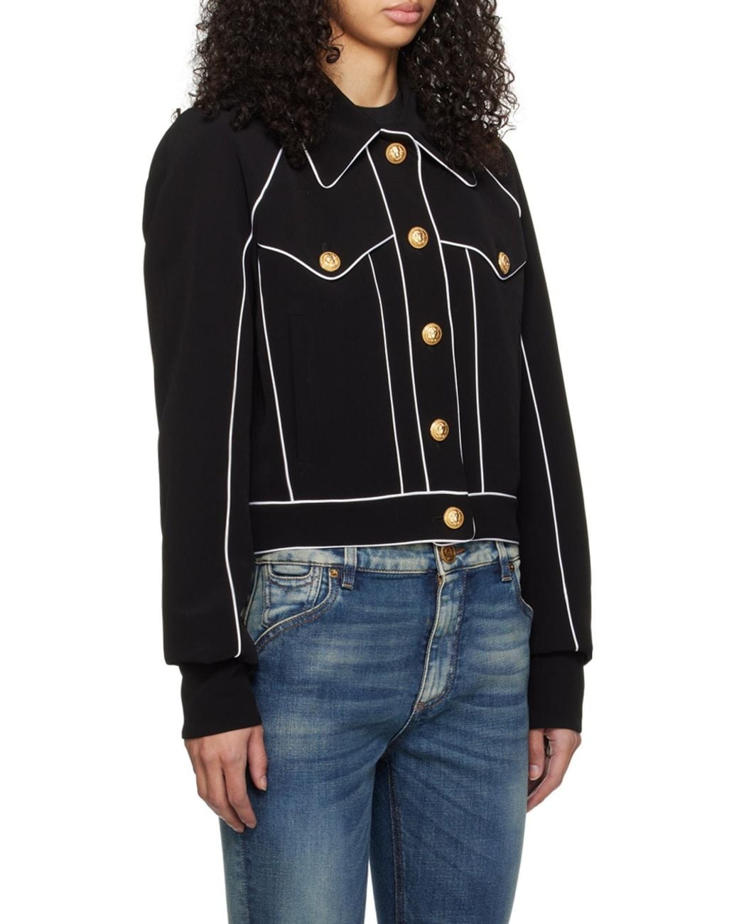 Balmain Black Western Crepe Jacket