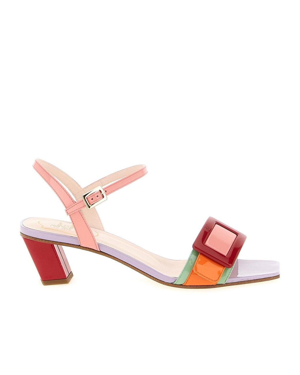 Roger Vivier Pink Belle Vivier Buckled Heeled Sandals