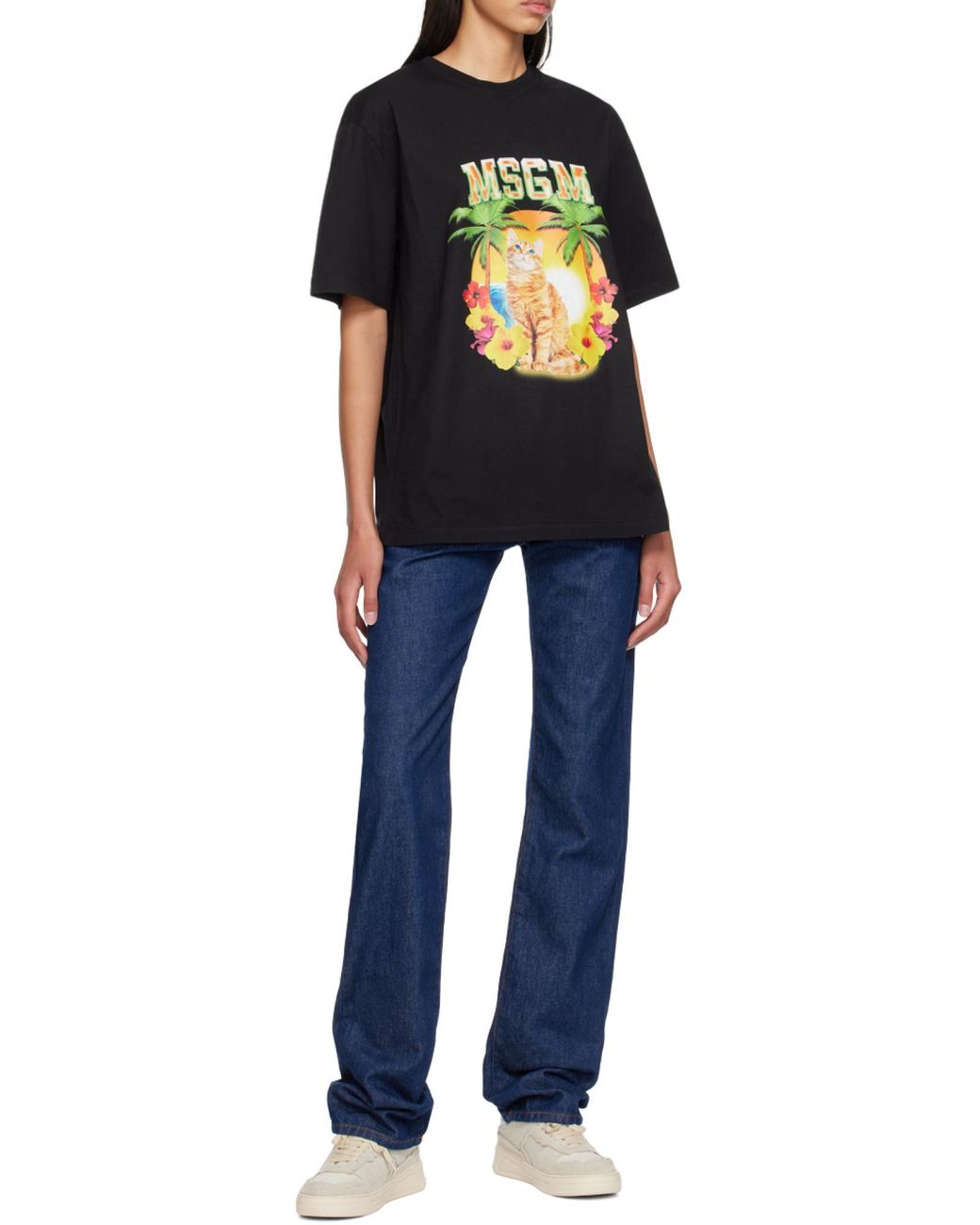 MSGM Black Logo Printed T-Shirt