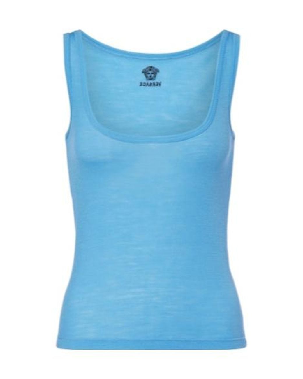 Versace Blue Medusa Virgin Wool Tank Top