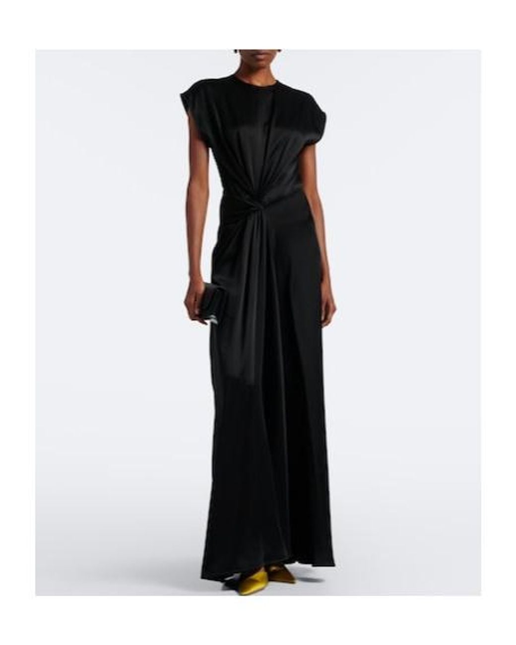Victoria Beckham Black Draped Satin Gown