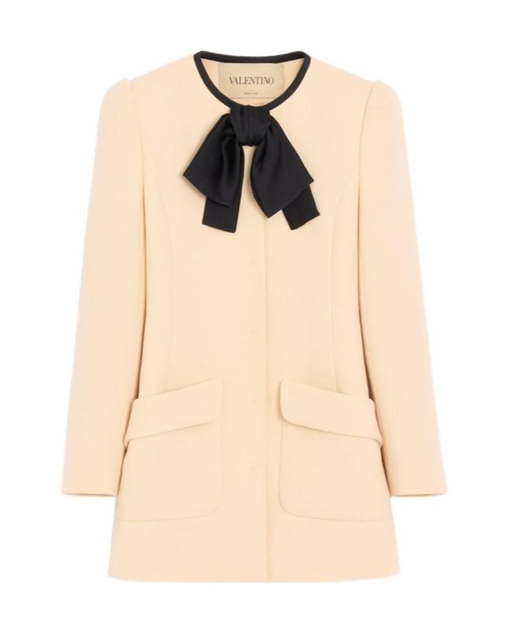 Valentino Natural Bow Detailed Caban Coat