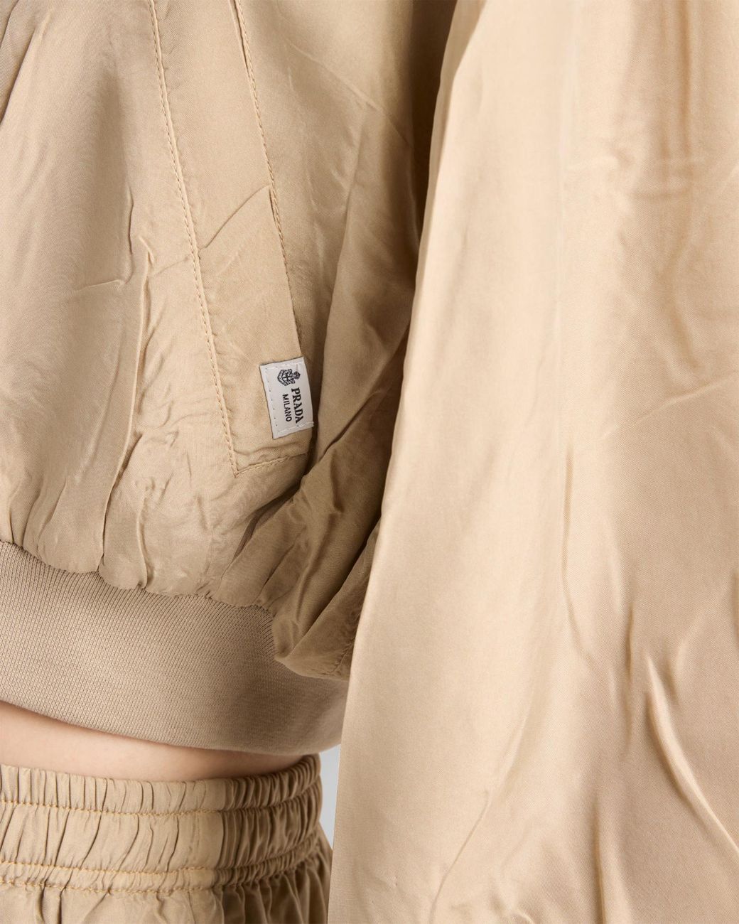 Prada Natural Cropped Old-Silk Bomber Jacket