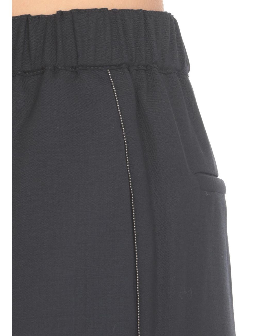 Fabiana Filippi Blue High-Waist Beaded-Trim Trousers