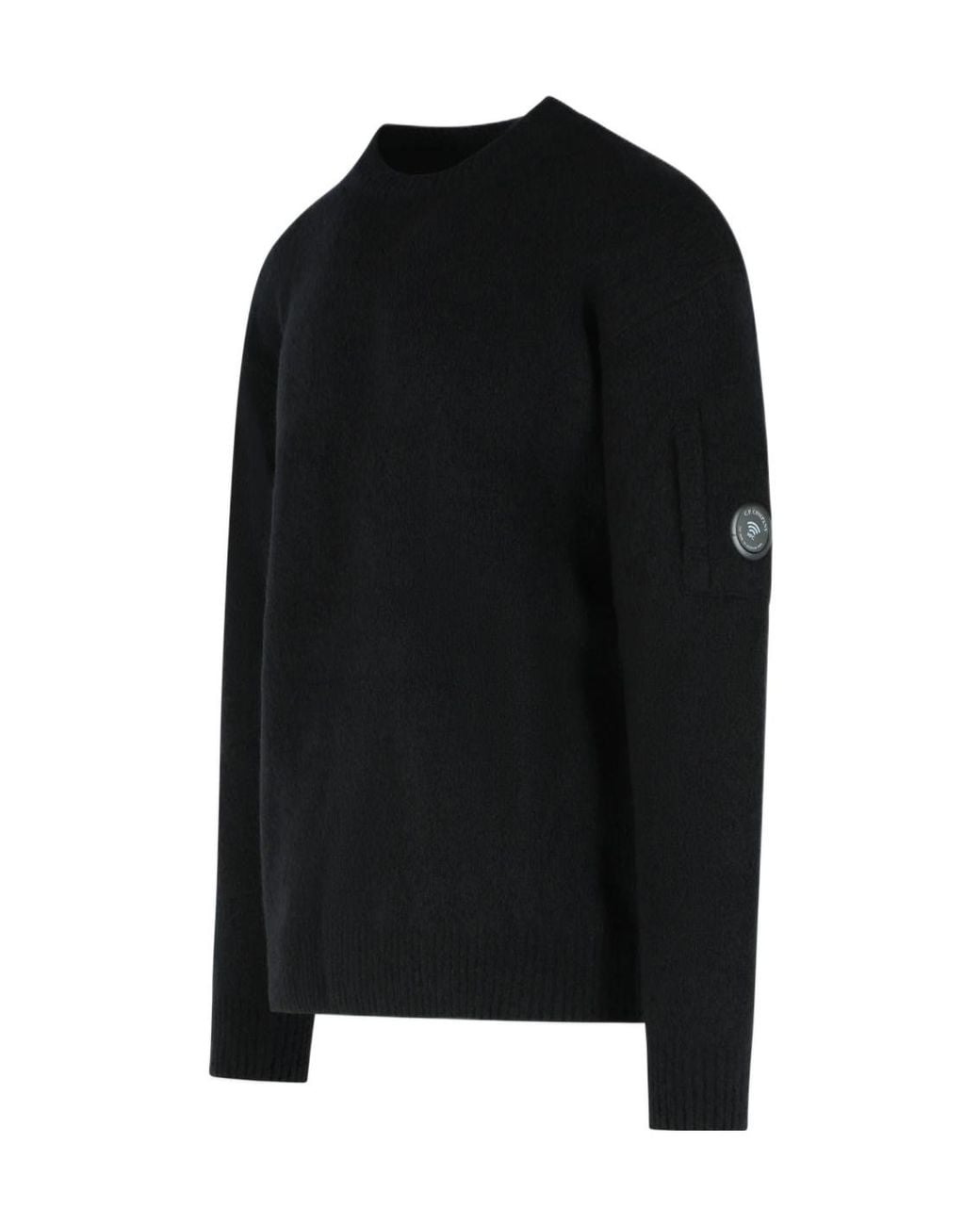 C P Company Black Long-Sleeved Crew-Neck Knit Top for men