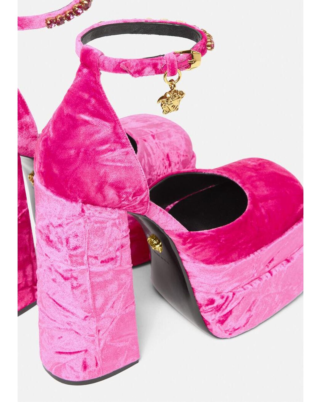 Versace Pink Medusa Aevitas Embellished Platform Pumps