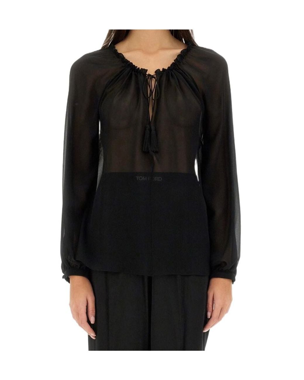 Tom Ford Black Gathered Top