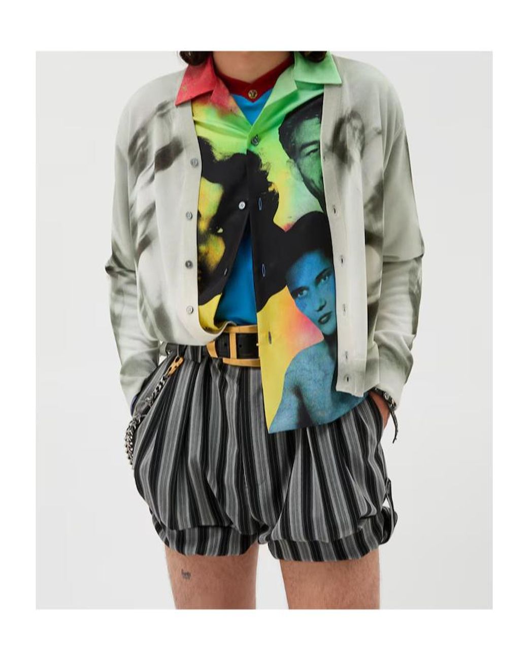 Versace Gray Printed Knitted Cardigan for men