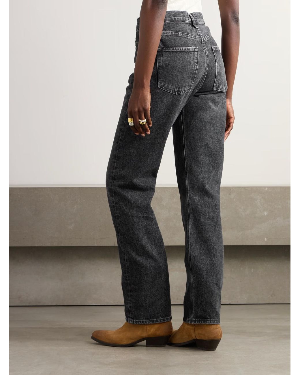 Agolde Gray High Waist Straight Jeans