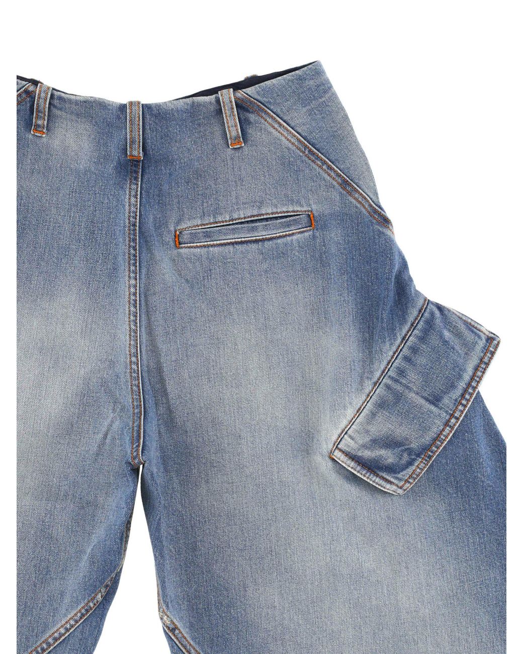 Alaïa Blue Faded-Effect Denim Cargo Pants