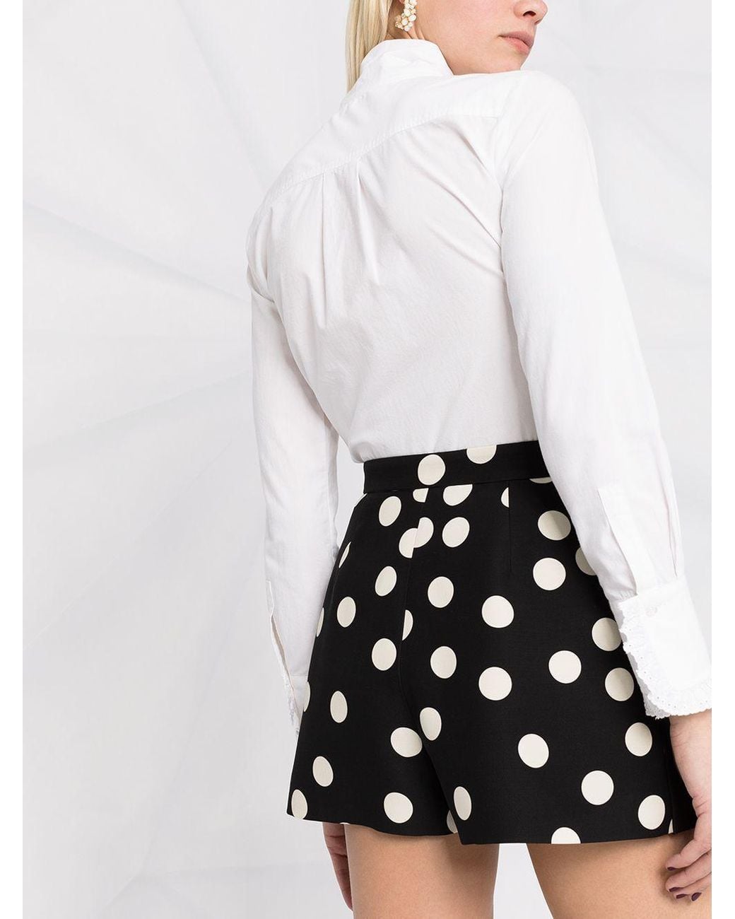 Valentino Black High-Waisted Polka Dot Shorts