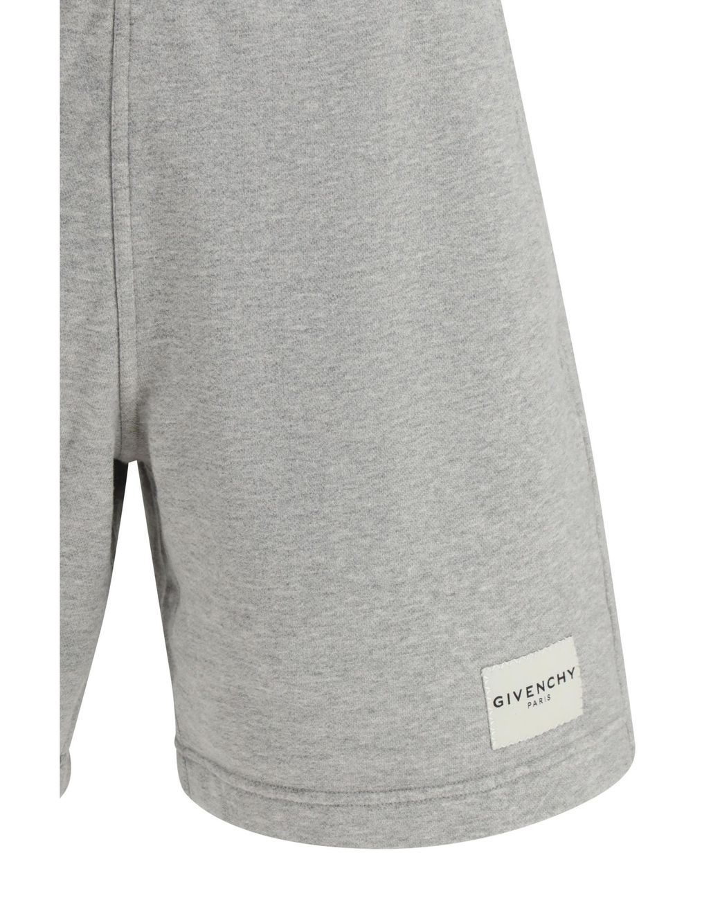 Givenchy Gray Paris Logo Patch Elastic Waist Shorts for men